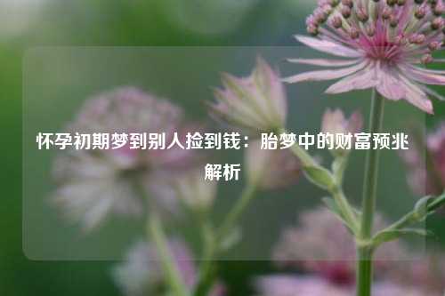 怀孕初期梦到别人捡到钱:胎梦中的财富预兆解析